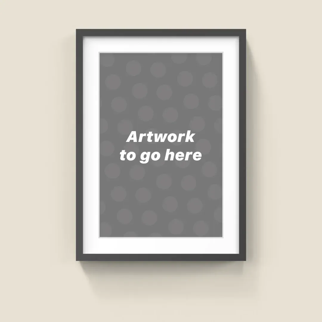 An artwork placeholder in a black frame with a mat