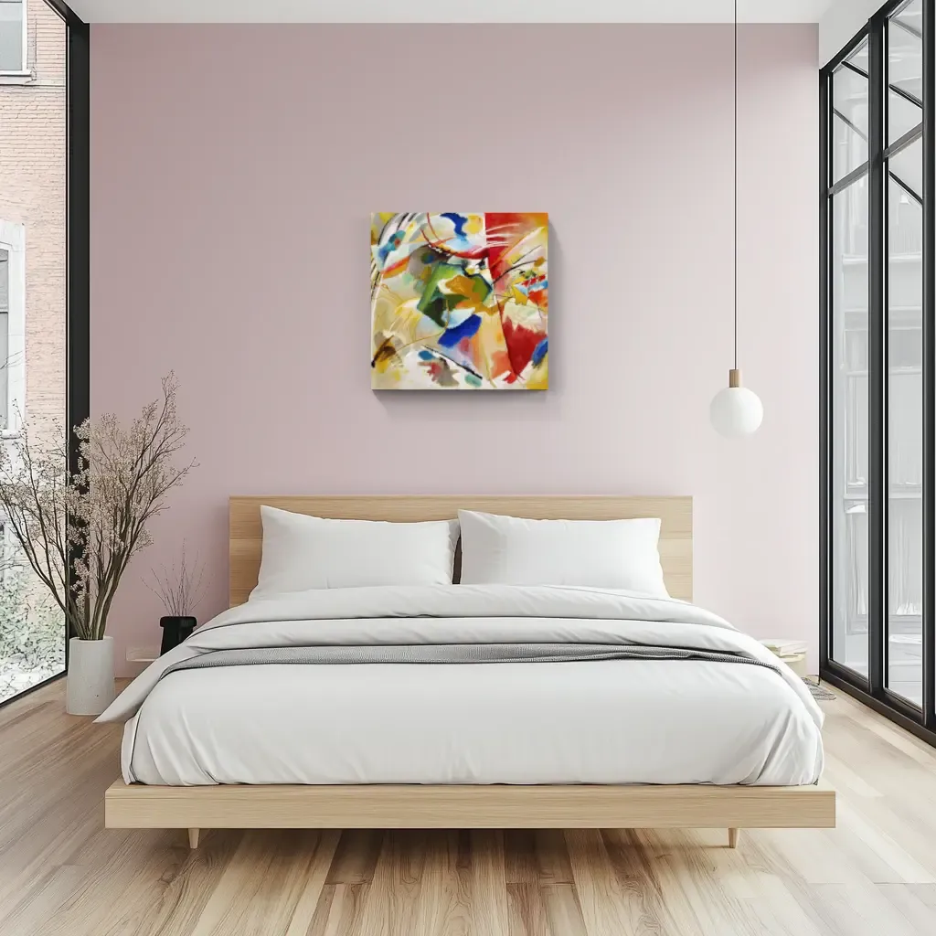 Artwork shown in a bedroom